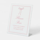 ピンクボウコケットリボンフラワーバー標識 台座サイン (正面)