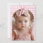 ピンクボウコケットワンガールファースト誕生日 招待状 (裏面)