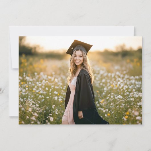 ピンクボウコケット卒業キャップサンキューカード 招待状 (裏面)