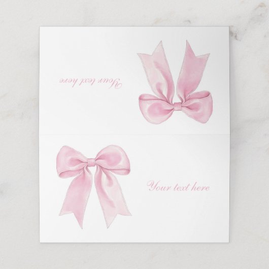 ピンクボウコケット女の子の誕生日パーティーフードテント プレイスカード (外部開封)