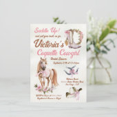 ピンクボウコケット女性のカーボーイブライダルシャワー 招待状 (スタンド正面)