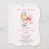 ピンクボウコケット水カラーバチェロレッテ 招待状 (正面)