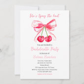ピンクボウコケット水カラーバチェロレッテ 招待状 (正面)