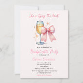 ピンクボウコケット水カラーバチェロレッテ 招待状 (正面)