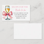 ピンクボウコケット水カラーブライダルシャワー エンクロージャーカード (正面/裏面)