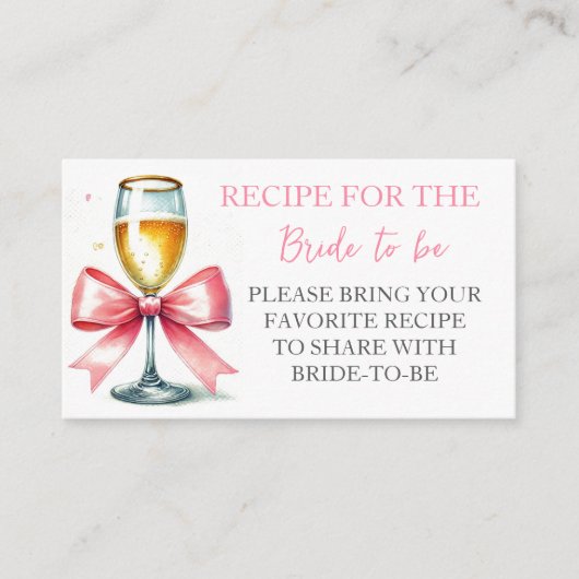 ピンクボウコケット水カラーブライダルシャワー エンクロージャーカード (正面)