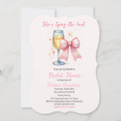 ピンクボウコケット水カラーブライダルシャワー 招待状 (正面)