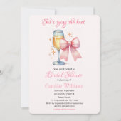 ピンクボウコケット水カラーブライダルシャワー 招待状 (正面)