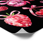 ピンクボウコケット美学Y2kさくらんぼイチゴ ポスター (角)