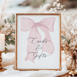 ピンクボウコケット誕生日パーティーカードとギフト ポスター