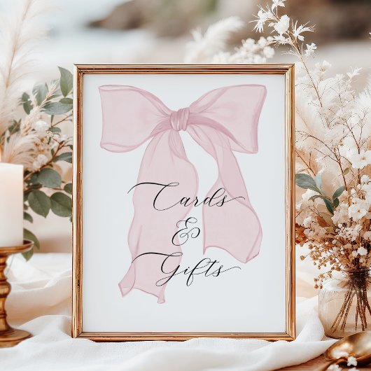 ピンクボウコケット誕生日パーティーカードとギフト ポスター