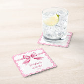 ピンクボウコケット誕生日パーティー印刷 ペーパーコースター (インサイチュ)