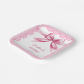 ピンクボウコケット誕生日パーティー印刷 ペーパープレート (傾斜あり)