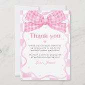 ピンクボウコケット誕生日パーティー サンキューカード (正面)
