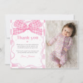 ピンクボウコケット誕生日パーティー サンキューカード (正面)