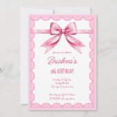 ピンクボウコケット誕生日パーティー 招待状 (正面)