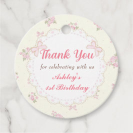 ピンクボウコケット誕生日メッセージカード フェイバータグ