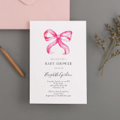 ピンクボウコケット赤ちゃんシャワエレガントー 招待状