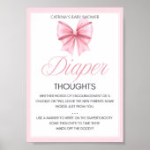 ピンクボウコケット赤ちゃんシャワーサイン ポスター (正面)