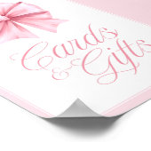 ピンクボウコケット赤ちゃんシャワーサイン ポスター (角)