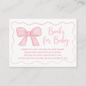 ピンクボウコケット赤ちゃんシャワーブックリクエスト エンクロージャーカード (正面)