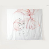 ピンクボウコケット赤ちゃんシャワー背景 タペストリー (正面(横))