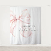 ピンクボウコケット赤ちゃんシャワー背景 タペストリー (正面)