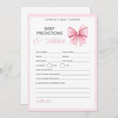 ピンクボウコケット赤ちゃんシャワー – 編集可能な名前， 5x7 招待状 (正面/裏面)