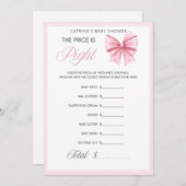 ピンクボウコケット赤ちゃんシャワー – 編集可能な名前， 5x7 招待状 (正面/裏面)