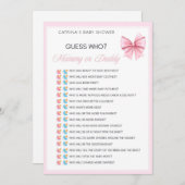 ピンクボウコケット赤ちゃんシャワー – 編集可能な名前， 5x7 招待状 (正面/裏面)