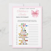 ピンクボウコケット赤ちゃんシャワー – 編集可能な名前， 5x7 招待状 (正面)