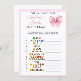 ピンクボウコケット赤ちゃんシャワー – 編集可能な名前， 5x7 招待状