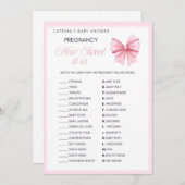 ピンクボウコケット赤ちゃんシャワー – 編集可能な名前， 5x7 招待状 (正面/裏面)