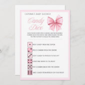 ピンクボウコケット赤ちゃんシャワー – 編集可能な名前， 5x7 招待状 (正面/裏面)