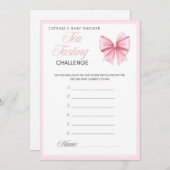 ピンクボウコケット赤ちゃんシャワー – 編集可能な名前， 5x7 招待状 (正面/裏面)