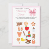 ピンクボウコケット赤ちゃんシャワー – 編集可能な名前， 5x7 招待状 (正面)