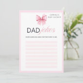 ピンクボウコケット赤ちゃんシャワー – 編集可能な名前， 5x7 招待状 (スタンド正面)