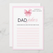 ピンクボウコケット赤ちゃんシャワー – 編集可能な名前， 5x7 招待状 (正面/裏面)