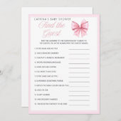 ピンクボウコケット赤ちゃんシャワー – 編集可能な名前， 5x7 招待状 (正面/裏面)