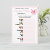 ピンクボウコケット赤ちゃんシャワー – 編集可能な名前， 5x7 招待状 (スタンド正面)