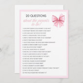 ピンクボウコケット赤ちゃんシャワー – 編集可能な名前， 5x7 招待状 (正面/裏面)