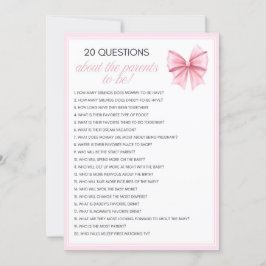 ピンクボウコケット赤ちゃんシャワー – 編集可能な名前， 5x7 招待状