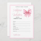 ピンクボウコケット赤ちゃんシャワー – 編集可能な名前， 5x7 招待状 (正面/裏面)