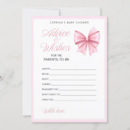 ピンクボウコケット赤ちゃんシャワー – 編集可能な名前， 5x7 招待状
