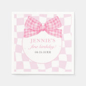 ピンクボウコケット1st誕生日パーティー スタンダードカクテルナプキン (正面)