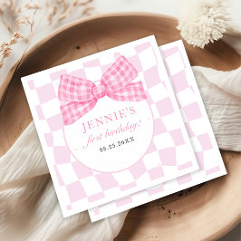 ピンクボウコケット1st誕生日パーティー スタンダードカクテルナプキン