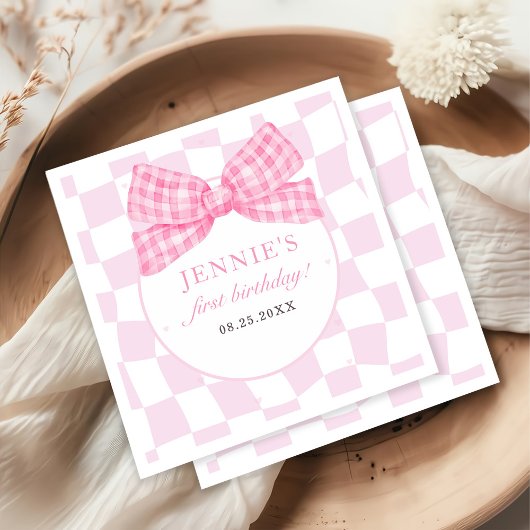 ピンクボウコケット1st誕生日パーティー スタンダードカクテルナプキン