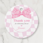 ピンクボウコケット1st誕生日パーティー フェイバータグ (正面)