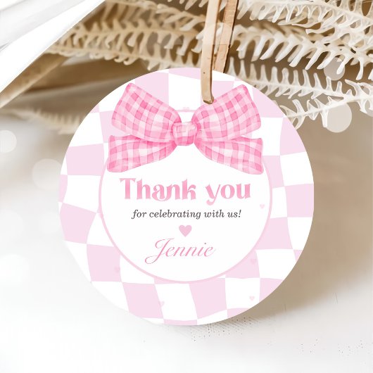 ピンクボウコケット1st誕生日パーティー フェイバータグ