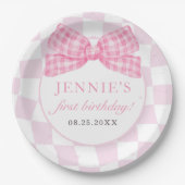 ピンクボウコケット1st誕生日パーティー ペーパープレート (正面)